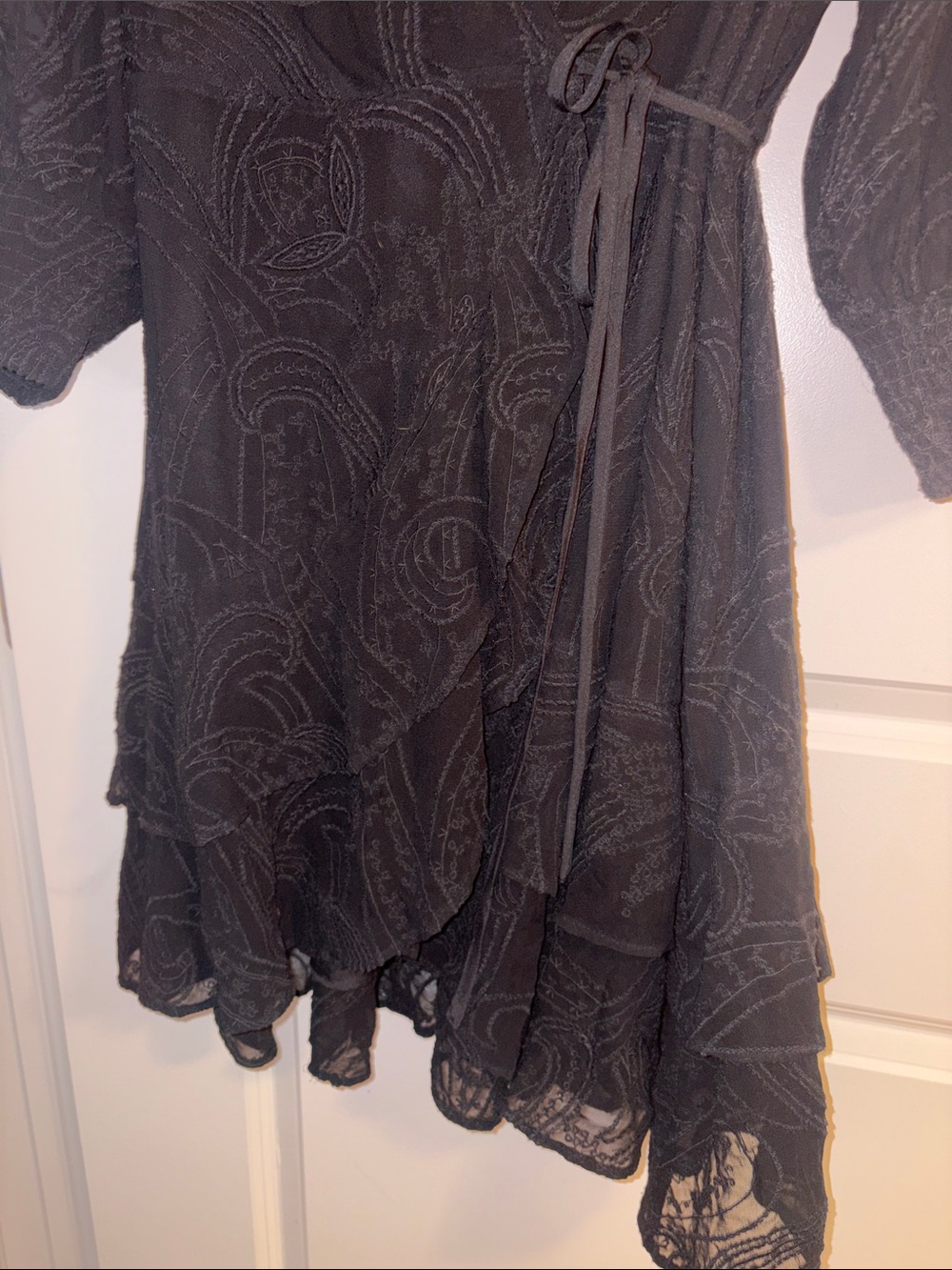 All Saints Black Wrap Midi Dress with Smocked Sleeves- Accepting Offers! - Picture 5 of 7